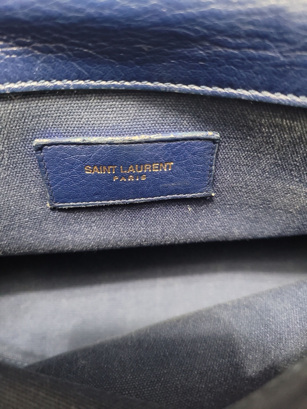 Saint Laurent Paris Blue Granulated Calf Leather New Muse 2 Bag - Picture 7 of 12